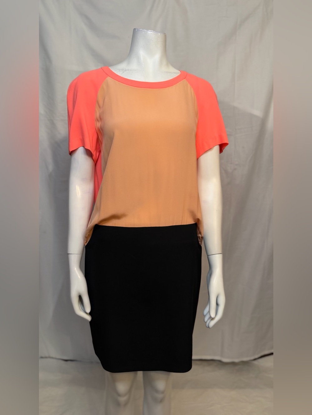 Maje Peach Front Blouse with Coral Short Sleeves